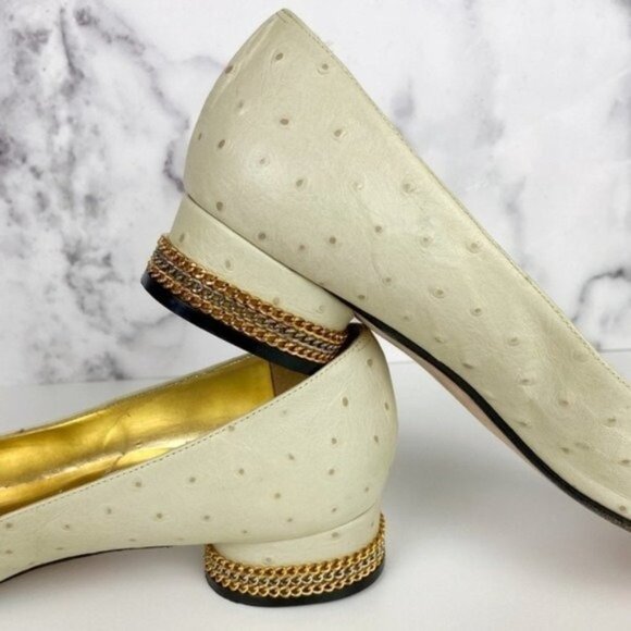 Vintage 80's Mint Green Leather Chain Wrapped Heels - Picture 9 of 13